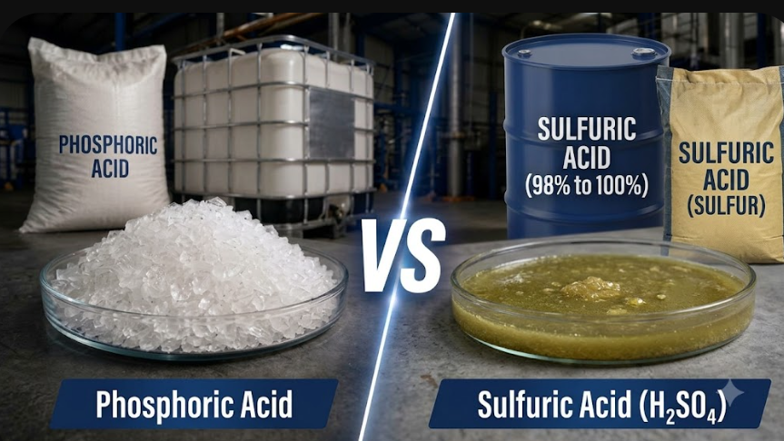 Phosphoric acid and sulfuric acid used in industrial chemical processing
