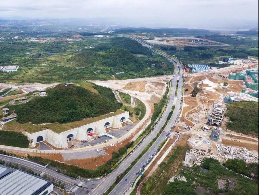 Aerial view of large chemical industrial park and infrastructure development in China