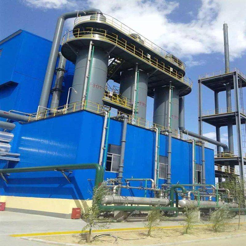 A clean and modern phosphoric acid production line featuring high-tech extraction towers and stainless steel processing equipment in a Chinese manufacturing plant