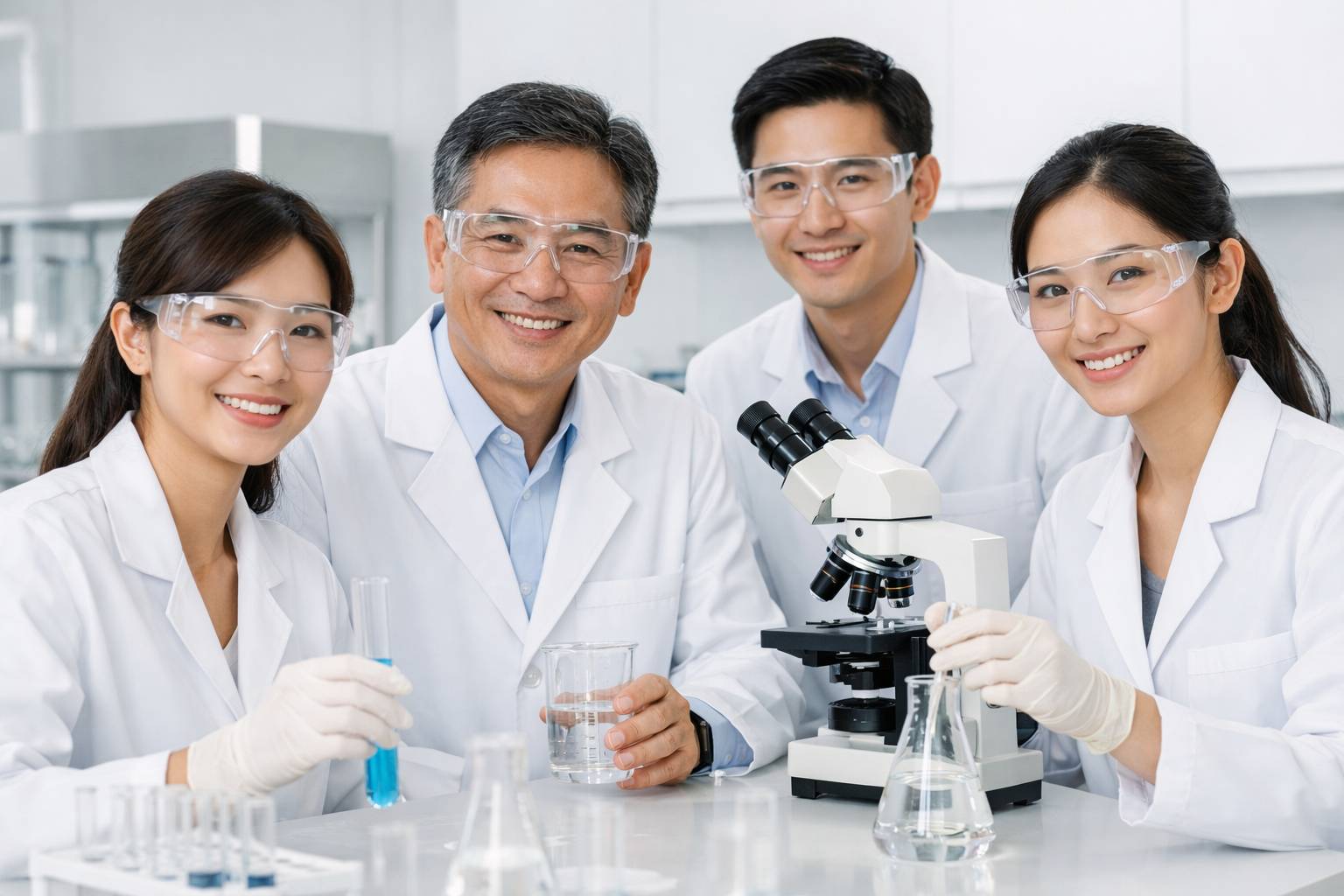 Phosphoric Acid in Metal Cleaning and Rust Removal 5 An Asian quality control inspectors in a white lab coat examining a treated metal part under a microscope.