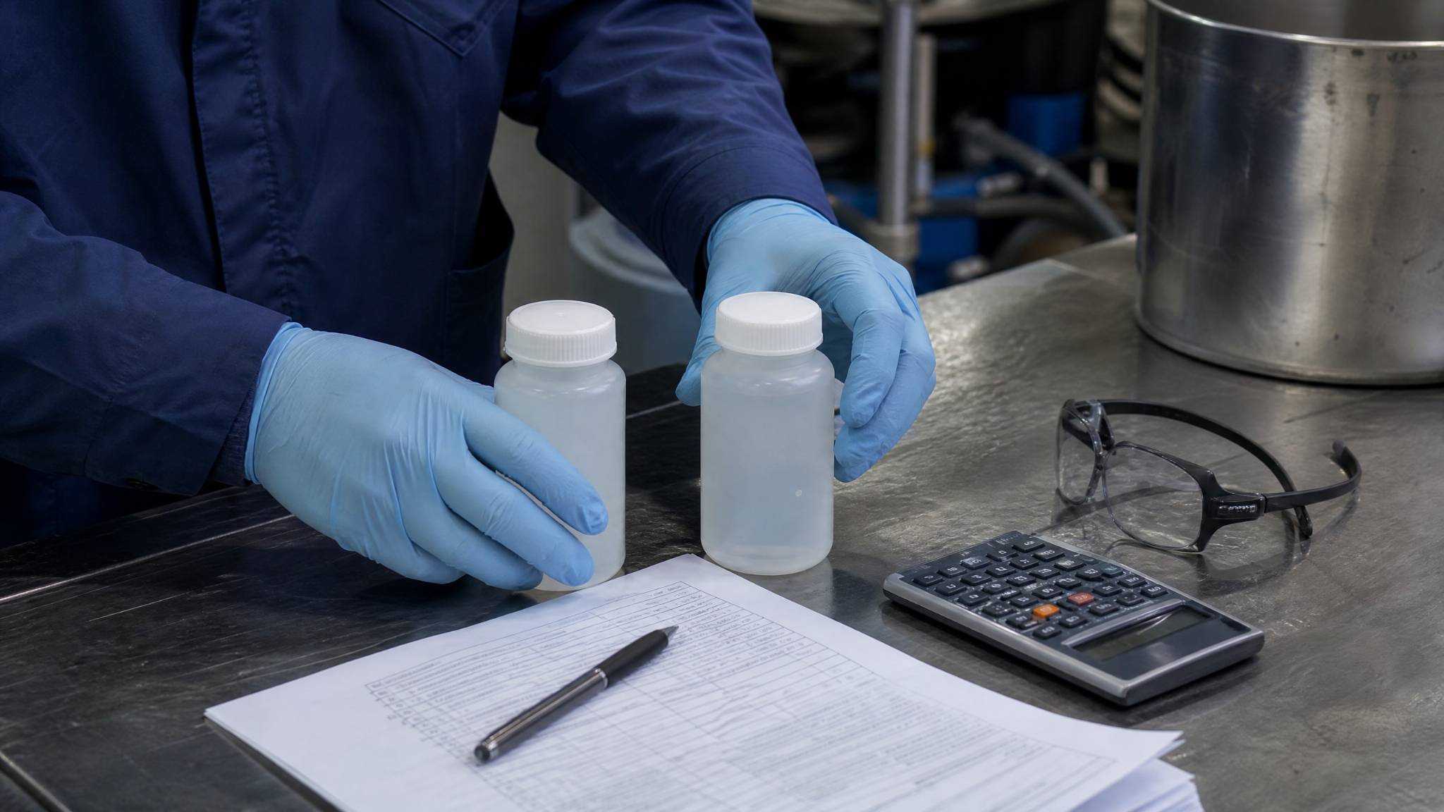 Industrial chemical samples and a buyer checklist for comparing phosphoric acid and citric acid.