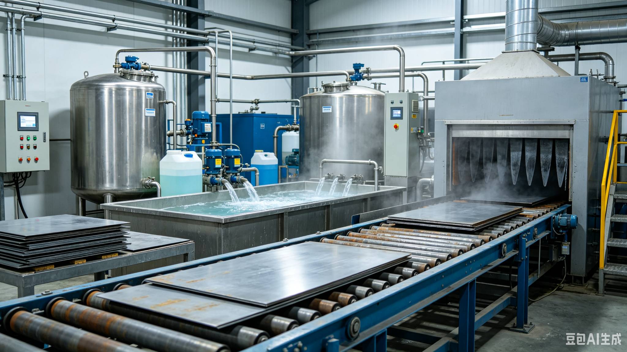 Phosphoric Acid vs Hydrochloric Acid: Which One Should You Buy? 3 Automated industrial metal cleaning production line for rust removal and surface preparation using industrial acids